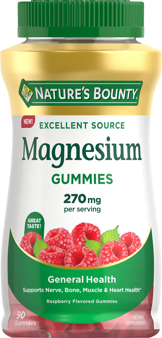Nature's Bounty Magnesium Citrate Gummies Raspberry bottle and label