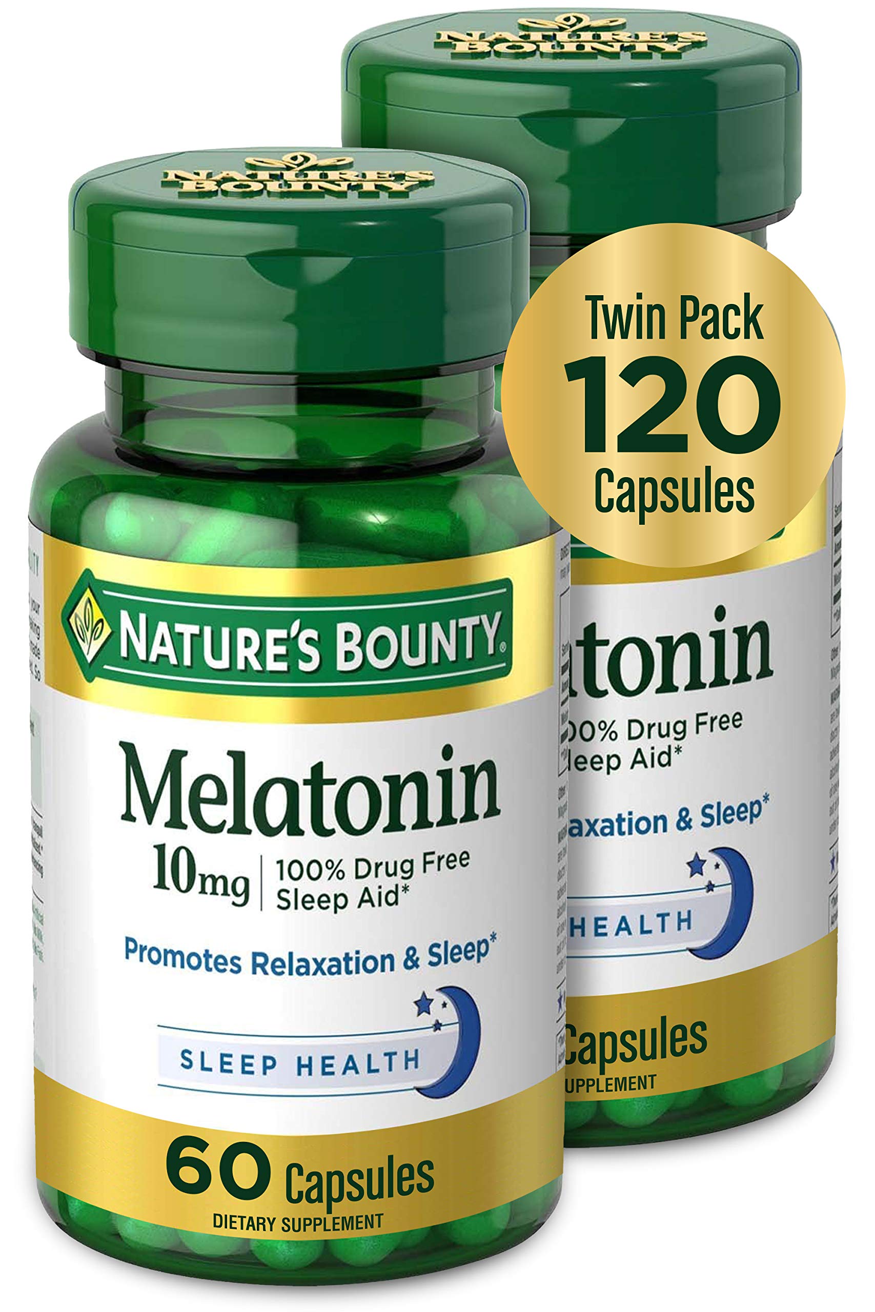 Nature's Bounty Melatonin 10mg twin pack front view