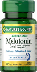 Nature's Bounty Melatonin 3 mg bottle with label, 120 count