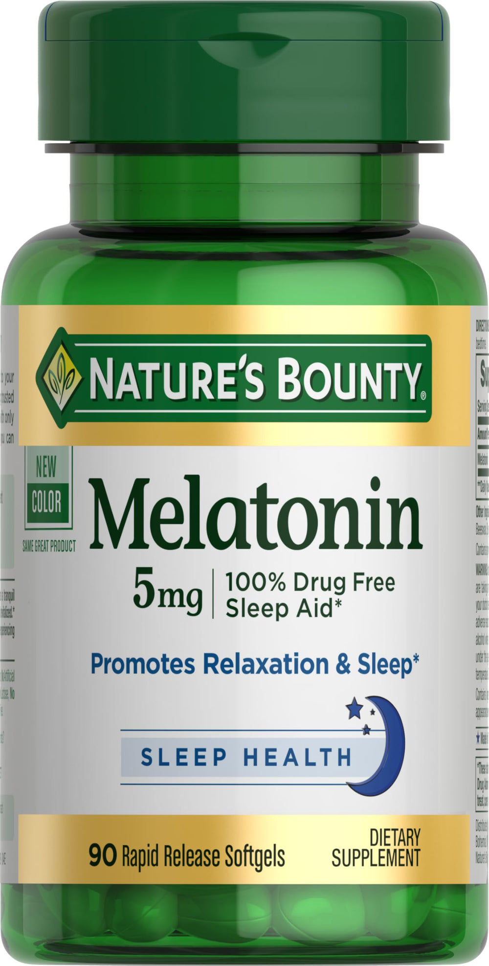 Nature's Bounty Melatonin bottle front label