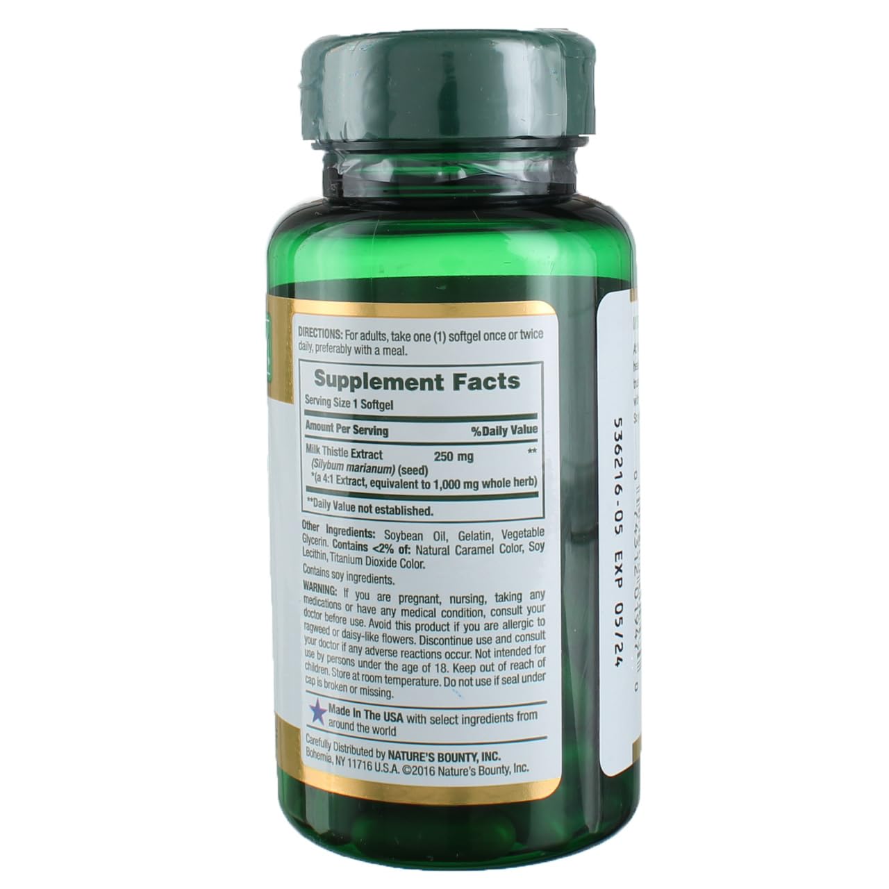 Milk thistle softgels close-up – Nature's Bounty 1000 mg