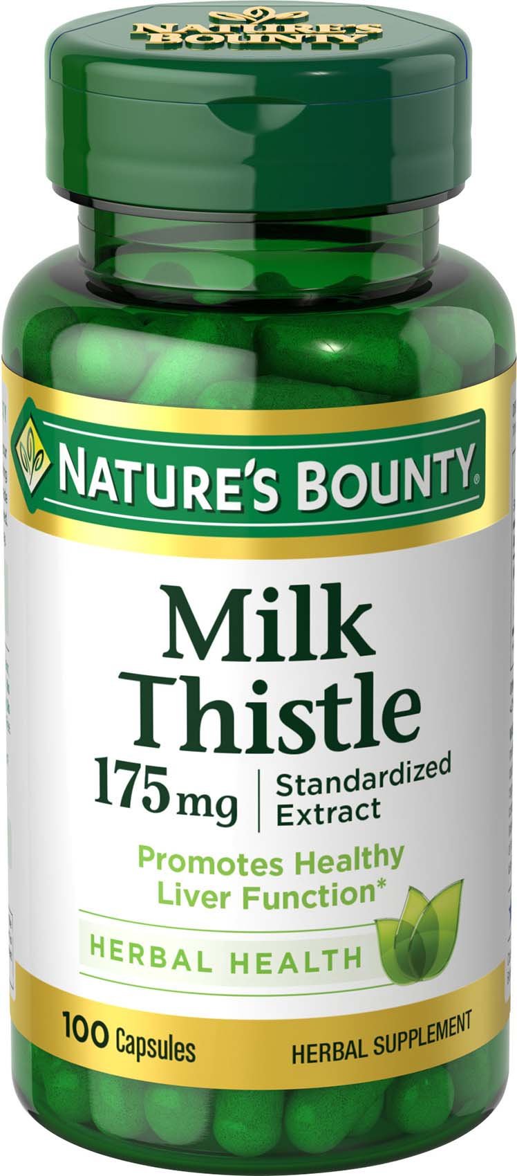 Nature's Bounty Milk Thistle 175 mg bottle with 100 softgels