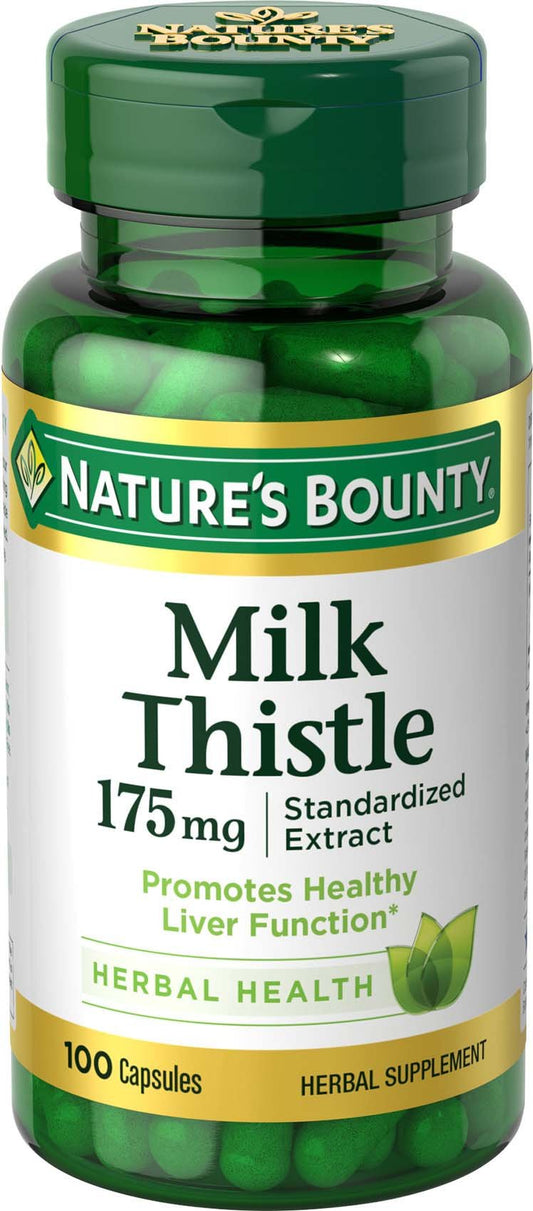 Nature's Bounty Milk Thistle 175 mg bottle with 100 softgels