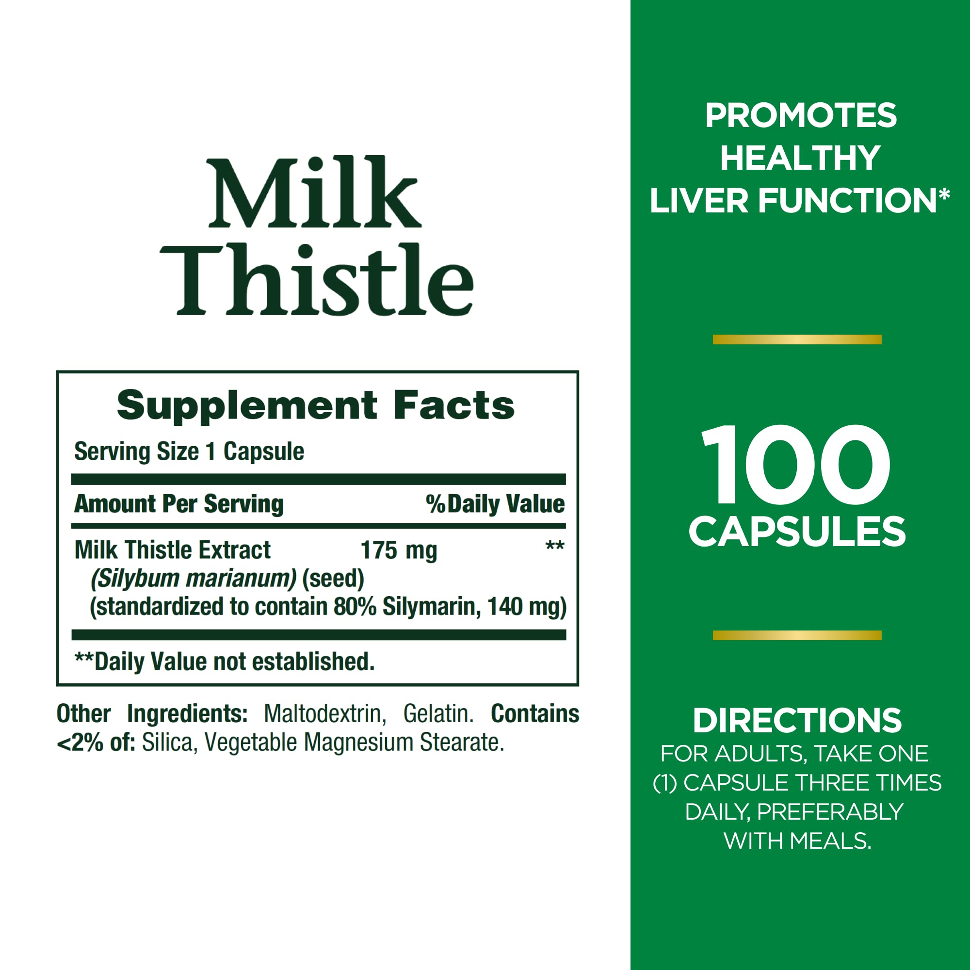 Milk Thistle 175 mg capsules close-up