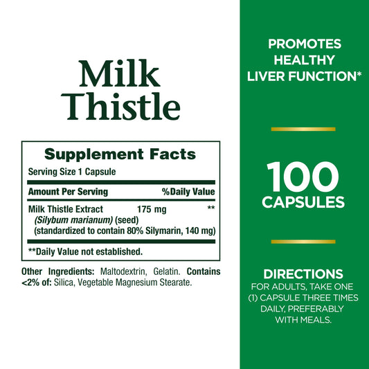 Milk Thistle 175 mg capsules close-up