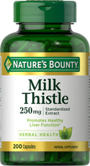 Nature's Bounty Milk Thistle 250 mg capsules bottle label