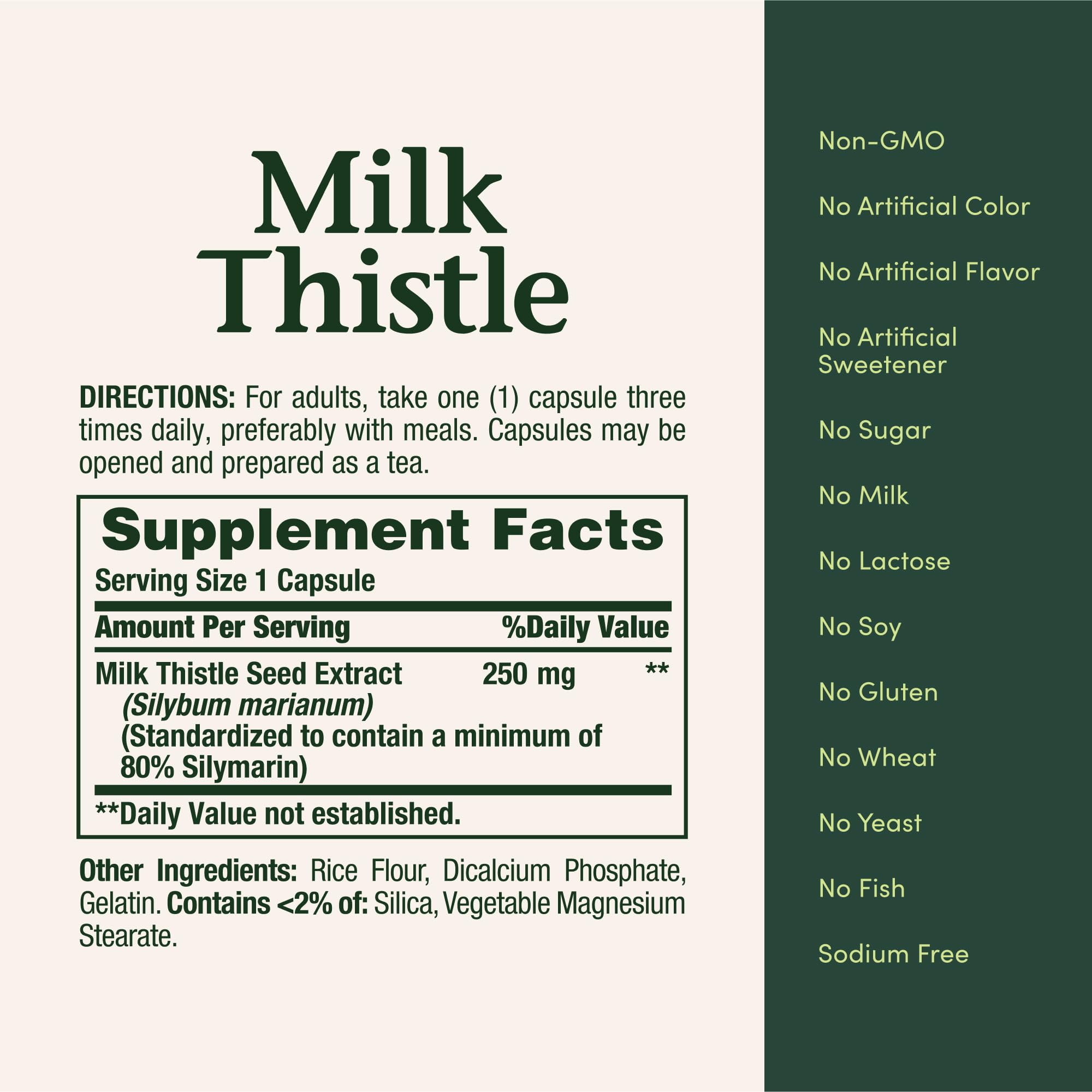 Milk thistle 250 mg capsules close-up