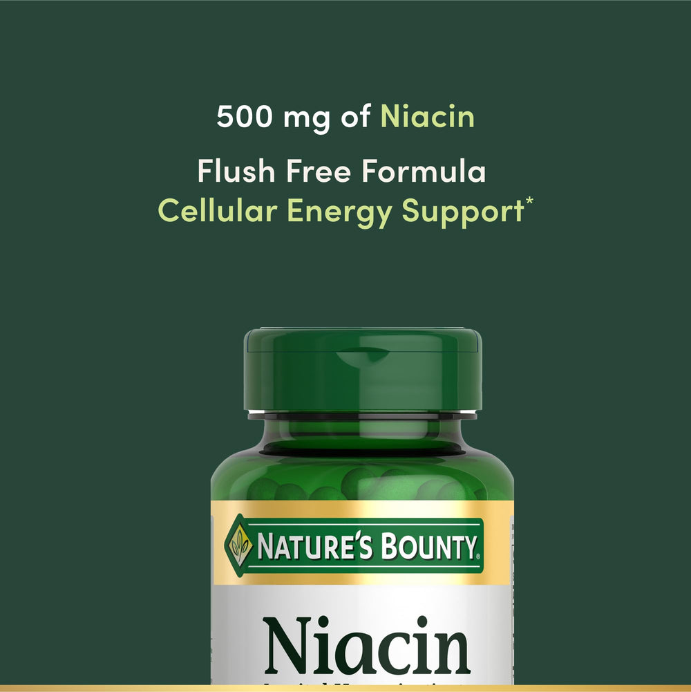 Close-up of Niacin 500mg flush-free capsules