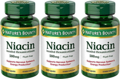 Nature's Bounty Niacin Flush Free 500 mg bottle – supports metabolic wellness.