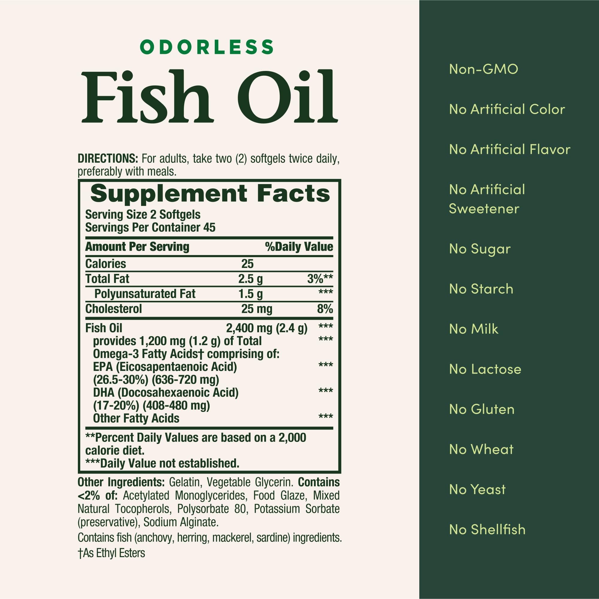 Close-up of EPA and DHA content on the label