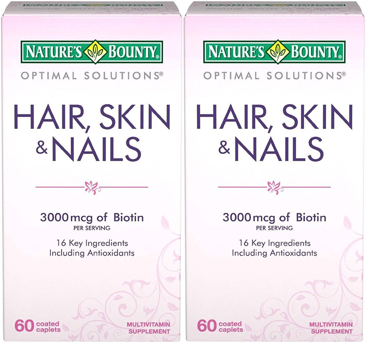 Nature's Bounty Optimal Solutions Hair, Skin & Nails bottle with 120 coated caplets (hero image)