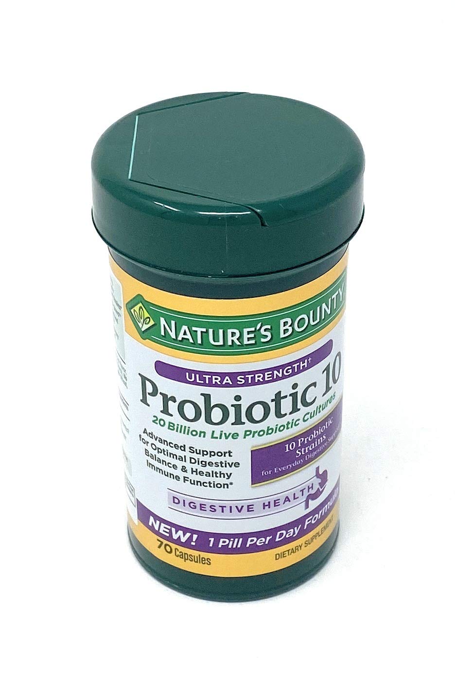 Nature's Bounty Probiotic 10 Ultra Strength bottle with 70 capsules
