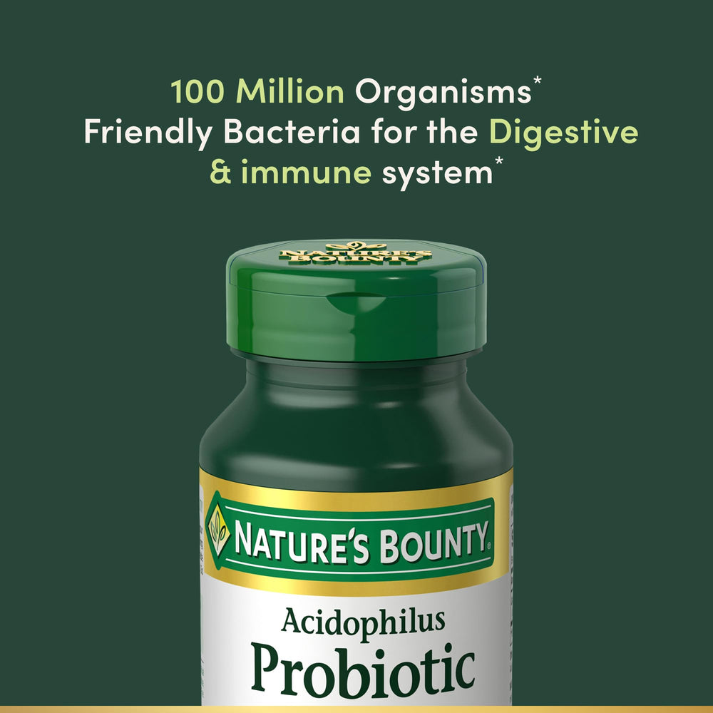 Label highlighting 100 million active Lactobacillus acidophilus cultures