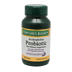 Nature's Bounty Probiotic Acidophilus Tablets bottle with label