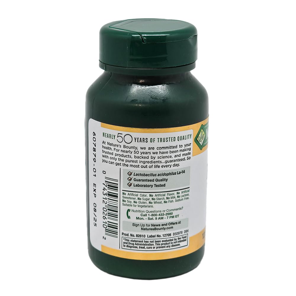 Capsules and bottle for Nature's Bounty Probiotic Acidophilus Tablets
