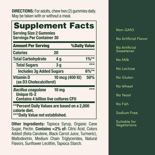 Nature's Bounty Probiotic Gummies box front and side view