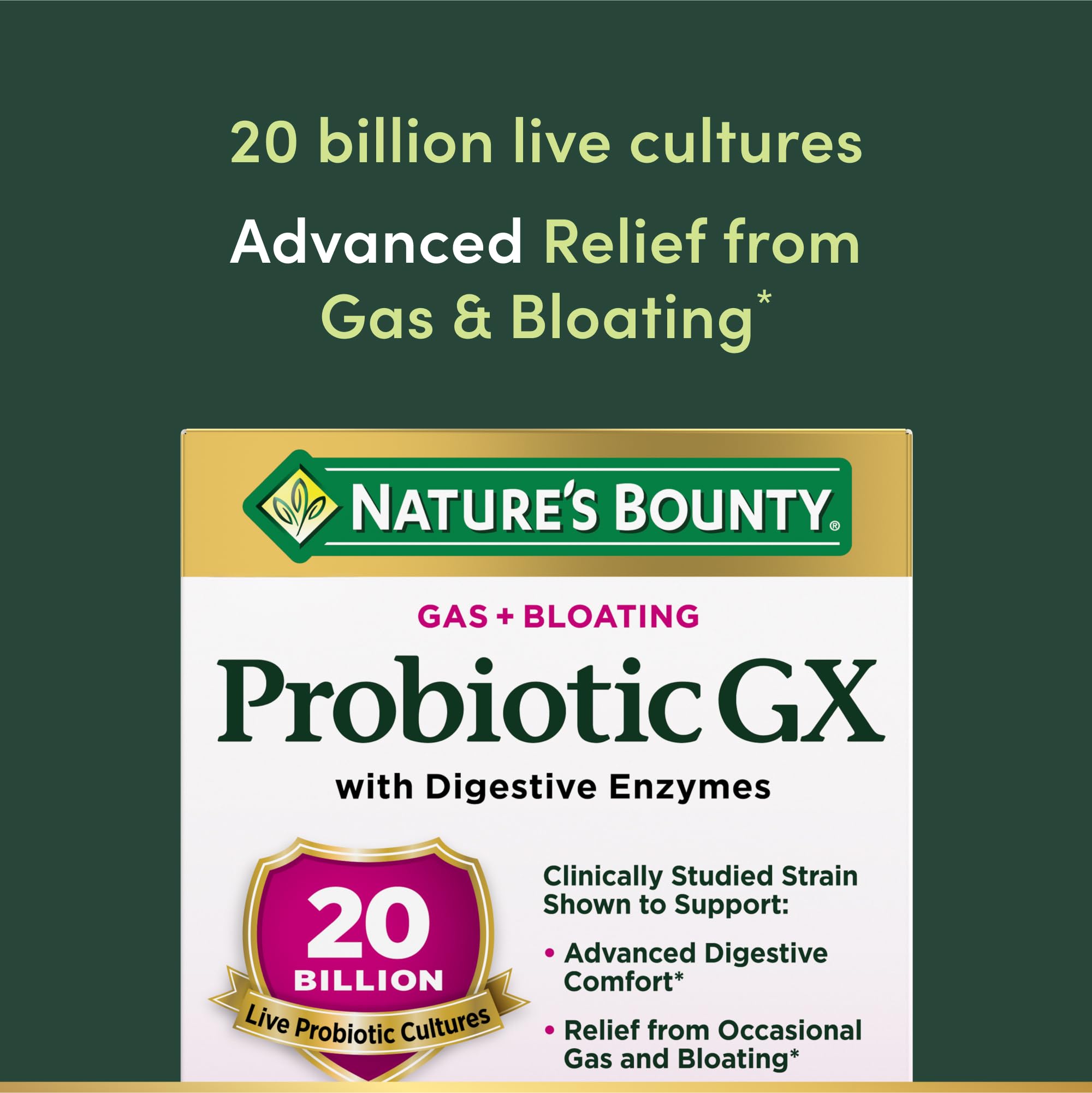 Bottle label showing 20 billion CFU per serving