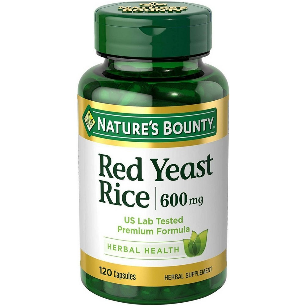 Nature's Bounty Red Yeast Rice 600 mg bottle with 120 capsules (Pack of 2)