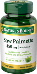 Nature's Bounty Saw Palmetto bottle label 450 mg 100 capsules