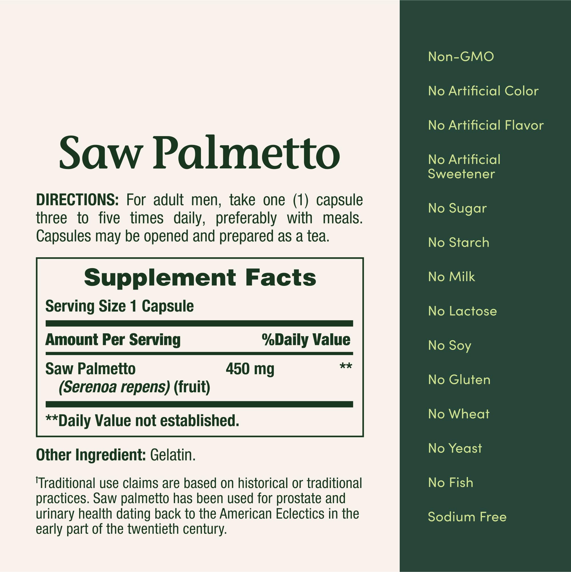 Saw Palmetto capsules close up