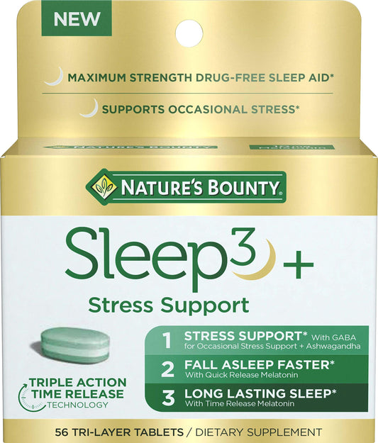 Nature's Bounty Sleep3+ Stress Support bottle label