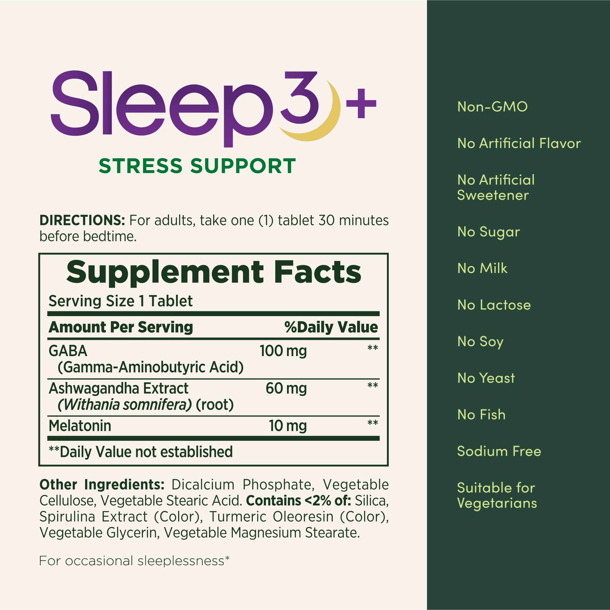 Close-up of tri-layer Sleep3+ tablet showing time-release technology