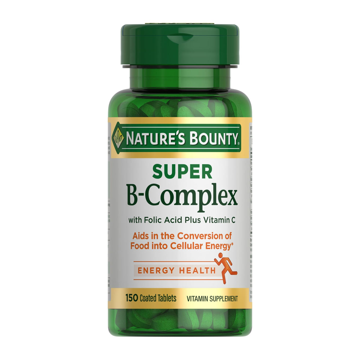 Front view of Nature's Bounty Super B-Complex bottle with 150 tablets