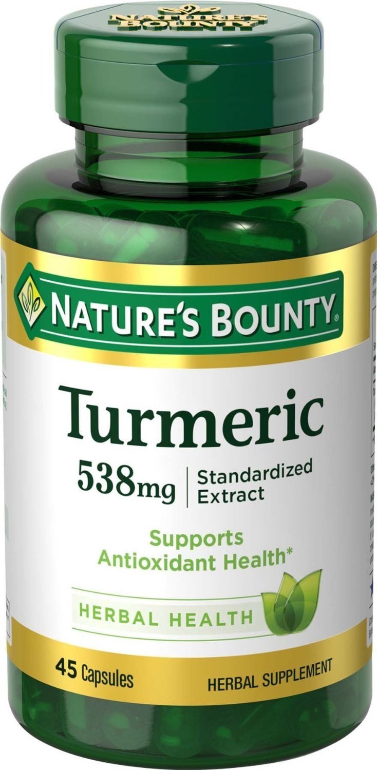 Natures Bounty Turmeric 538 mg standardized extract bottle – Pack of 2, 45 count each