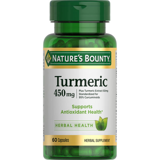 Nature's Bounty Turmeric Capsules bottle front with label