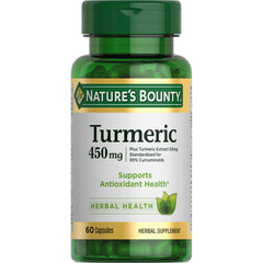 Nature's Bounty Turmeric Capsules bottle front with label