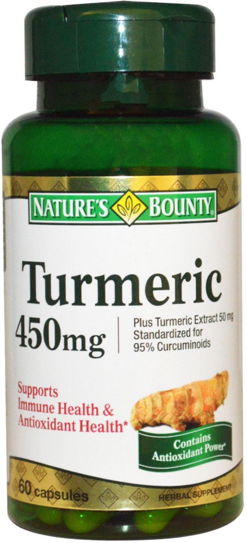 Nature's Bounty Turmeric Capsules bottle, 60-count, pack of 2