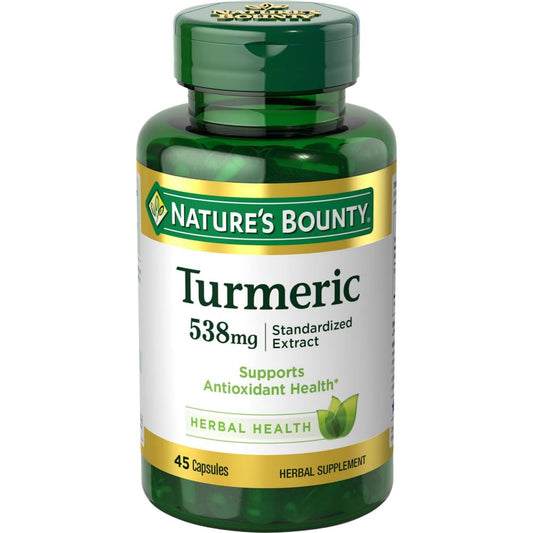 Nature's Bounty Turmeric pills bottle label
