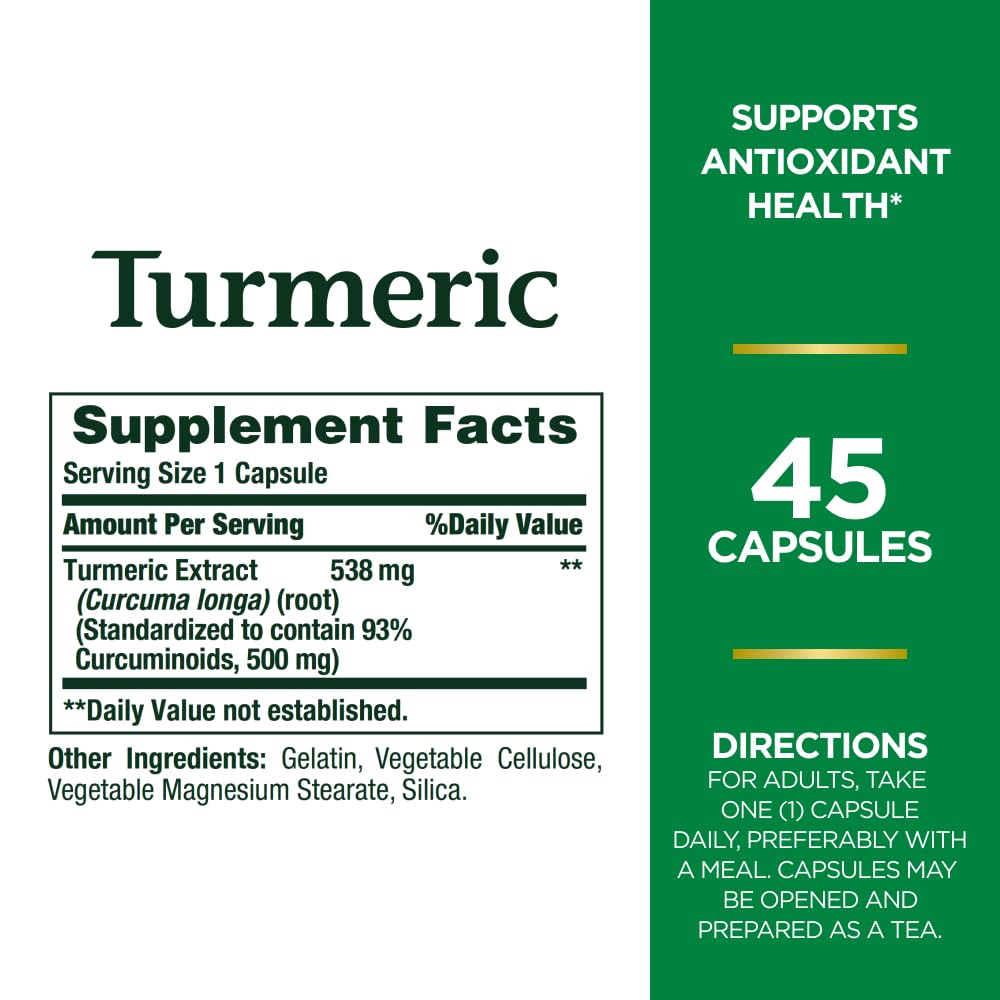 Turmeric capsules 538 mg in bottle