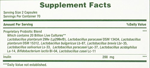 Nature's Bounty Probiotic 10 label details with 20B CFU
