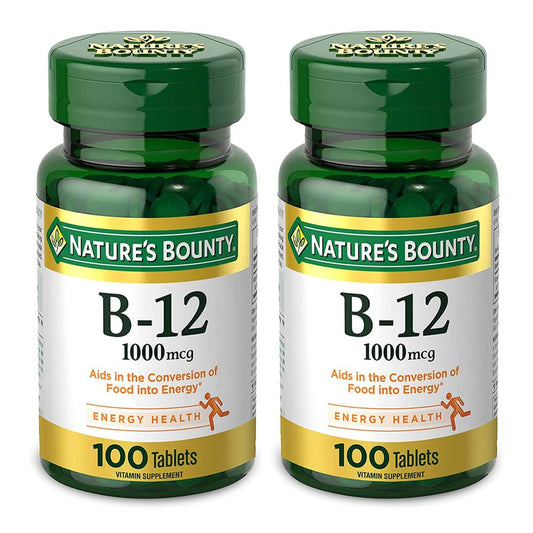 Nature's Bounty Vitamin B12 1000 mcg bottle with 100 tablets (Pack of 2)
