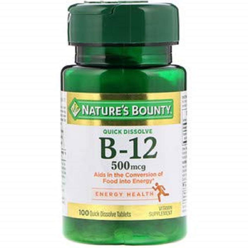 Nature's Bounty Vitamin B-12 microlozenges 500 mcg, 100 count bottle