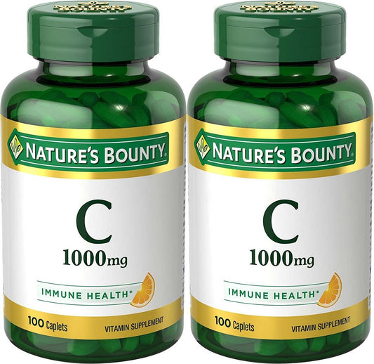 Nature's Bounty Vitamin C 1000 mg bottle with 100 caplets (pack of 2)
