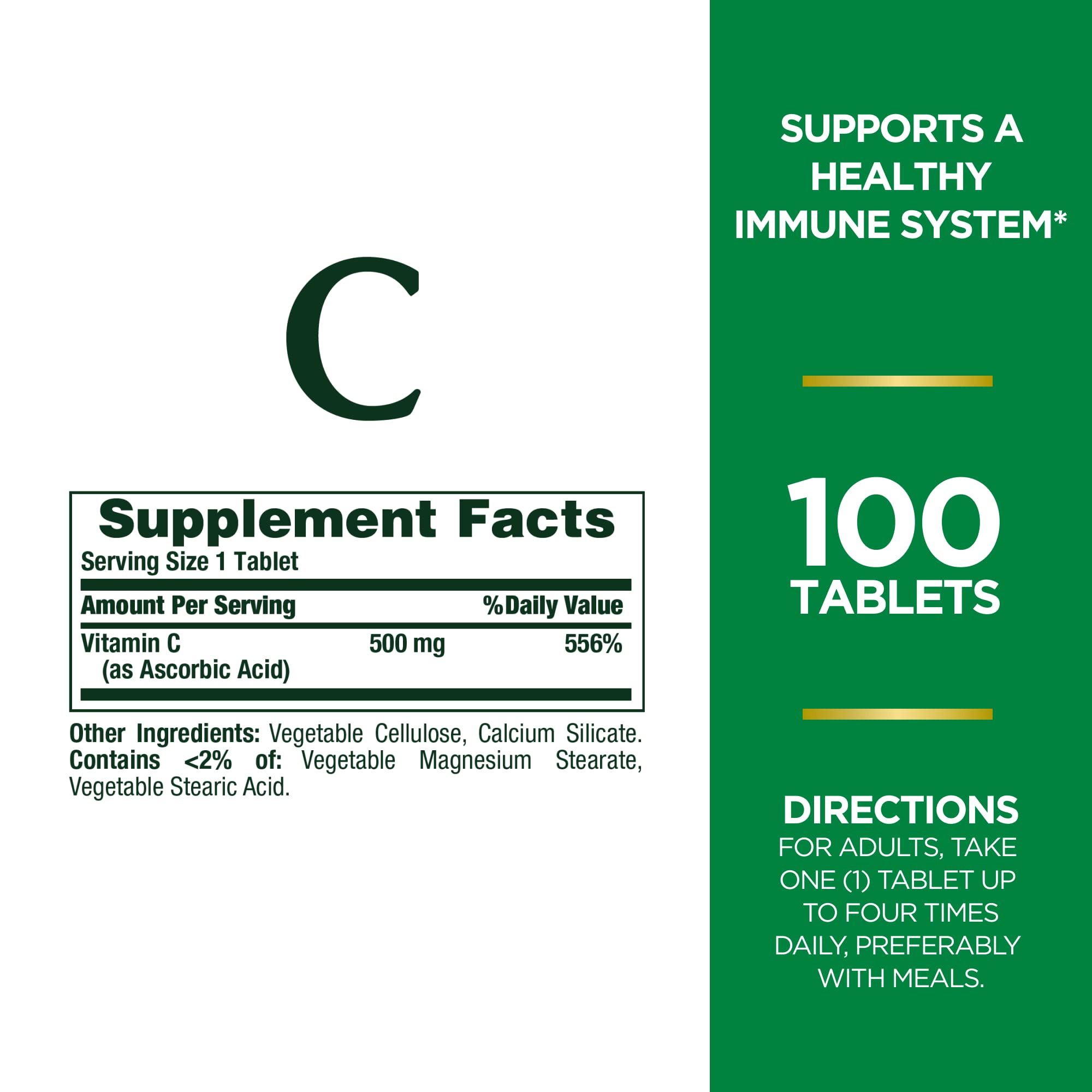 Nature's Bounty Vitamin C Tablets packaging - 100 count