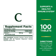 Nature's Bounty Vitamin C Tablets packaging - 100 count