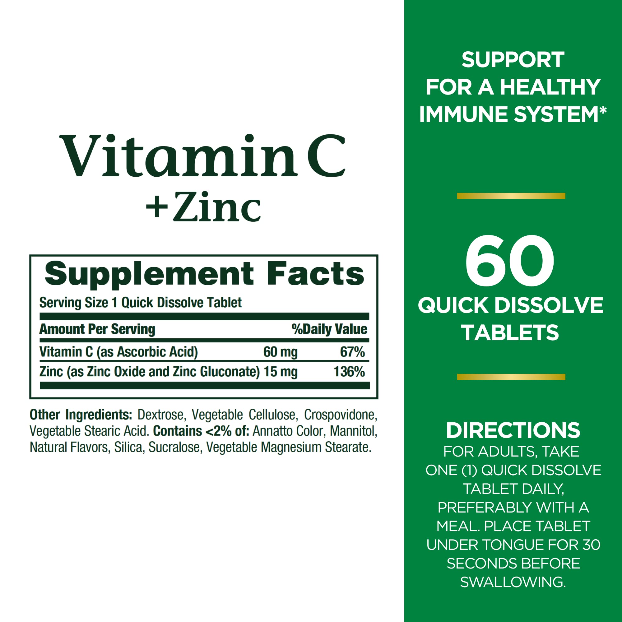 Front view of Nature's Bounty Vitamin C + Zinc bottle