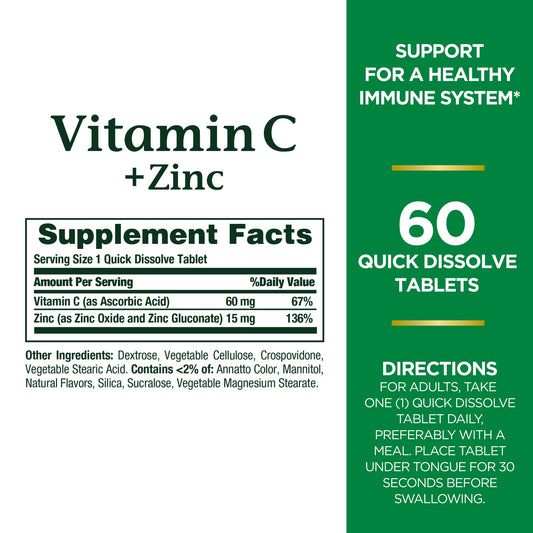 Front view of Nature's Bounty Vitamin C + Zinc bottle