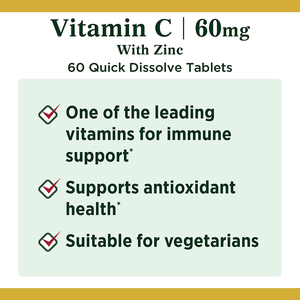 Vitamin C + Zinc product label
