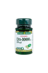 Close-up of Nature's Bounty Vitamin D3 1000 IU label