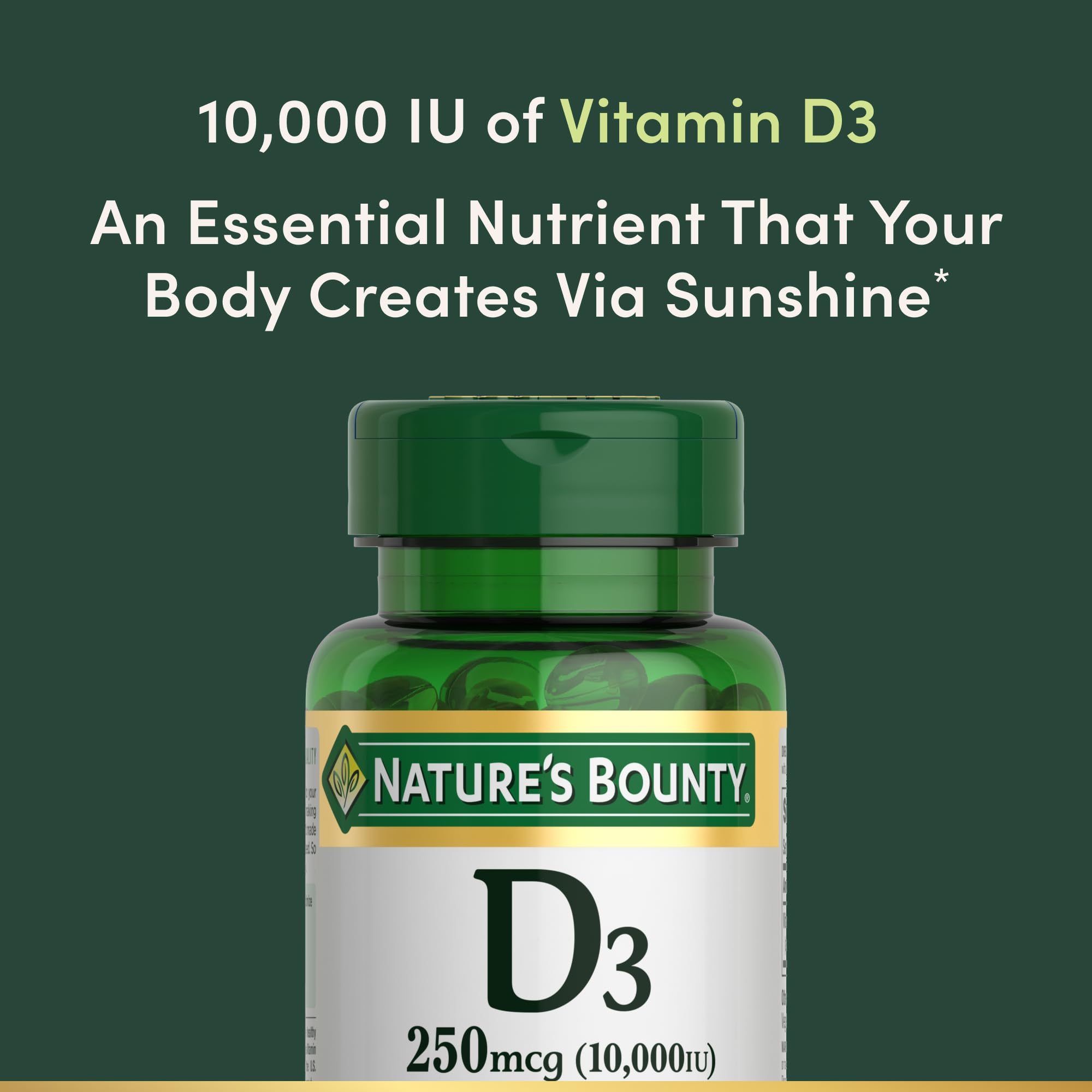 Product packaging and label for Nature's Bounty Vitamin D3