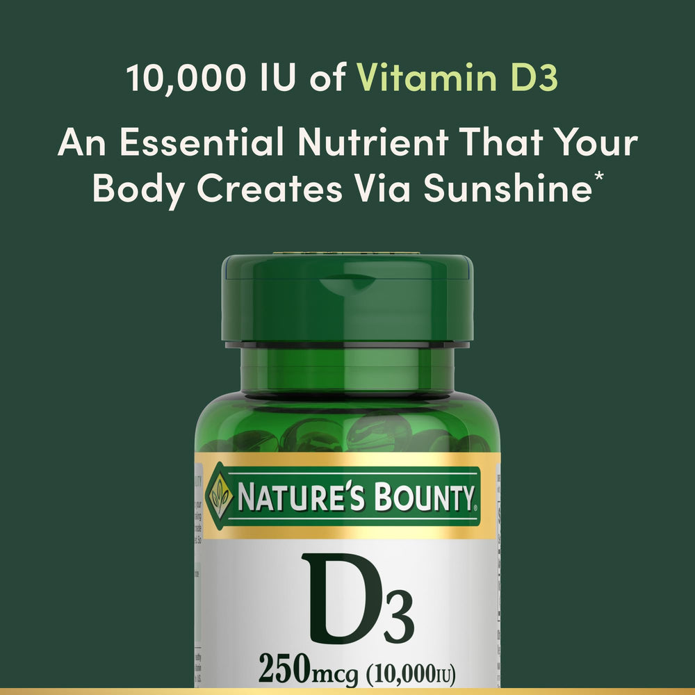 Product packaging and label for Nature's Bounty Vitamin D3