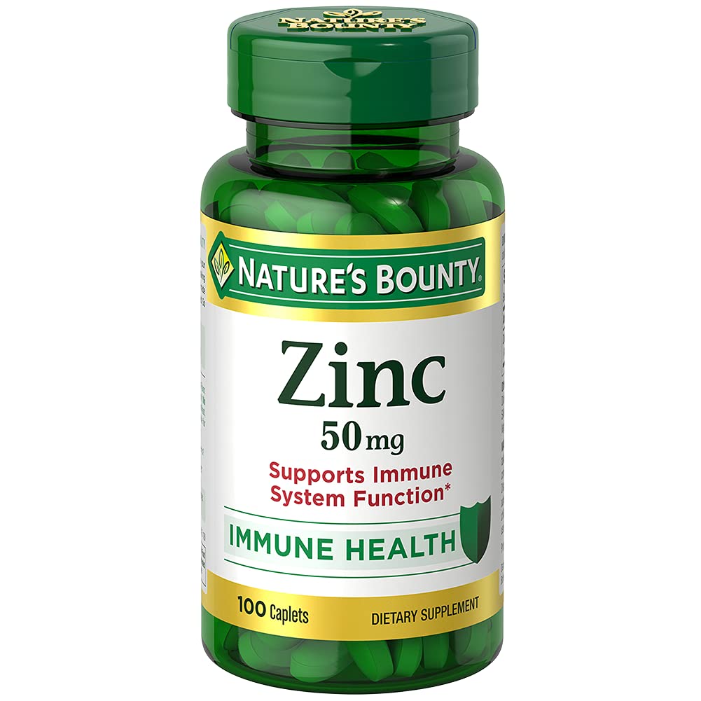 Nature's Bounty Zinc 50 mg Caplets bottle - Unflavored, 100 count
