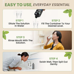 Usage guide for Nature's Brands Herbal Choice Mari Organic Mouth Wash.