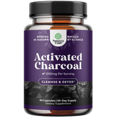 Bottle of Natures Craft Activated Charcoal Pills with 1200mg per serving