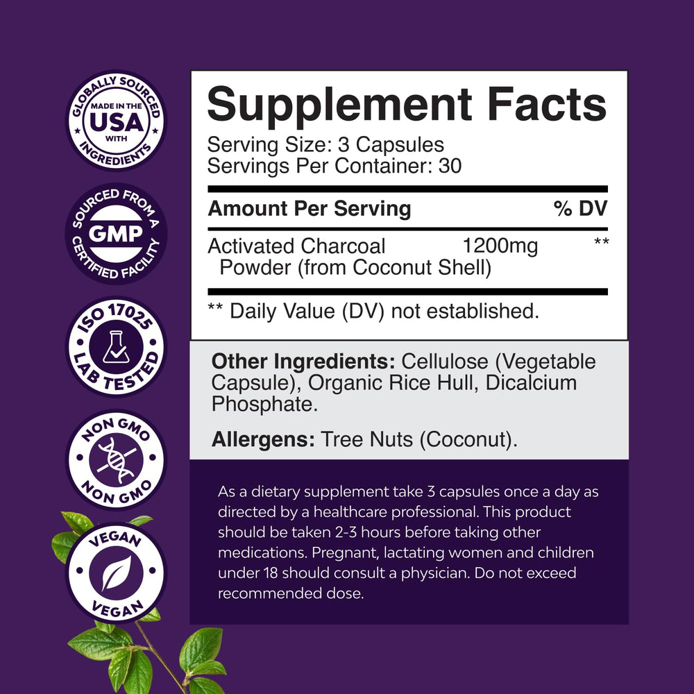 Activated charcoal capsules close-up
