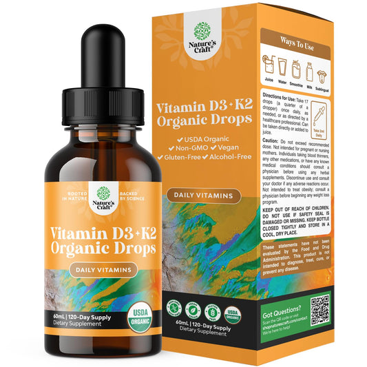 Bottle of Natures Craft Vitamin D3 with K2 liquid drops